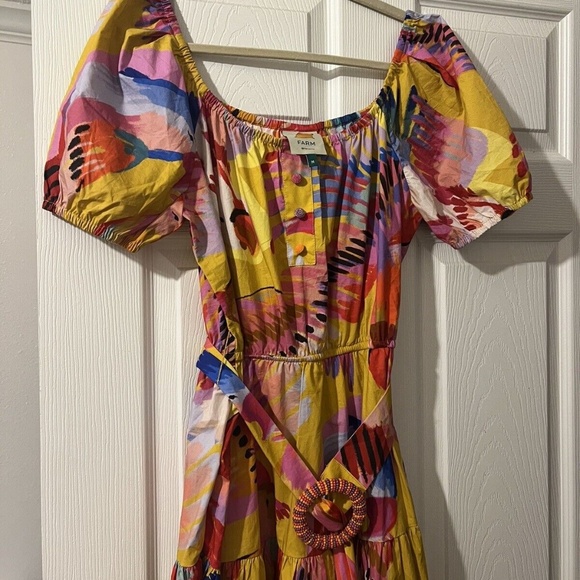 FARM RIO Neon Macaws Puff Sleeve Dress - Picture 3 of 5